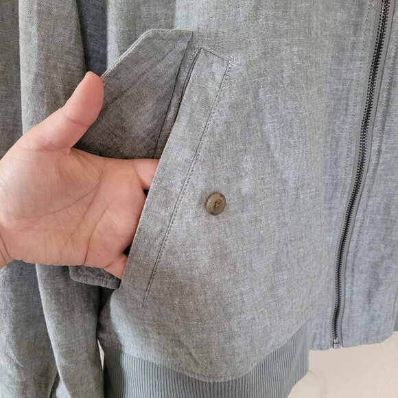 Mens Banana Republic Linen Blend Bomber Jacket Size Xxl Lighweight Zip Pockets - Picture 5 of 9